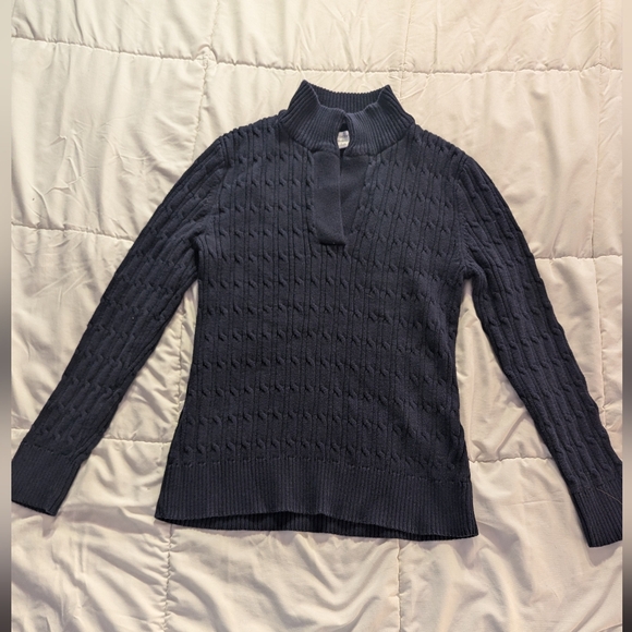 Liz Claiborne Navy cable knit sweater‎ L - Picture 1 of 8